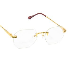 Gold Twist Frame Hip Hop Vintage Clear Lens Glasses